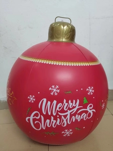 60cm LED glowing red inflatable Christmas ball with Merry Christmas prints for outdoors