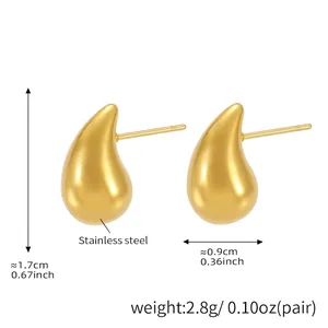 Detailed view of gold-tone teardrop earrings with dimensions and weight specs