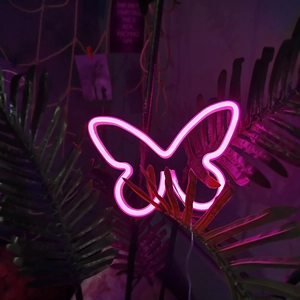 Pink purple LED butterfly neon sign for wall decor and bedroom festive ambiance