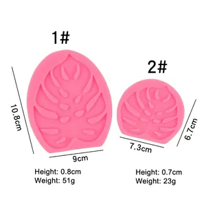 Pink monstera leaf silicone mold in two sizes for fondant and chocolate cake decoration