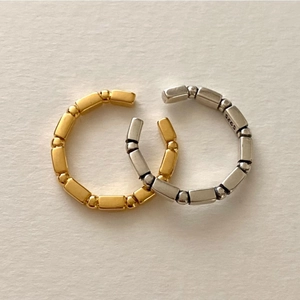 Minimalist 925 sterling silver open rings in gold and silver with geometric link design