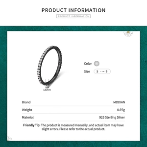 Black S925 sterling silver full diamond ring, 1.5mm thin band for hip-hop stacking style
