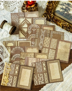 Macro shot of 20pcs Retro French Lace decorative cards for vintage journaling sets