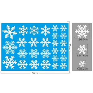 Detail layout of Christmas snowflake window stickers showing size dimensions 50x35cm