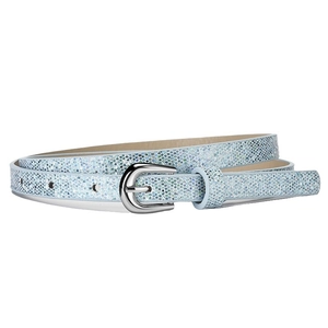 Glittery light blue PU belt for girls with silver buckle for jeans and fashion outfits