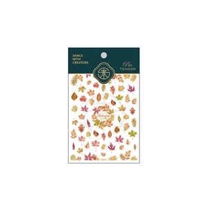 5D Autumn theme nail stickers with maple leaves, ginkgo, and oak patterns in warm tones