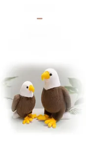 Detailed plush texture of two bald eagle stuffed toys with white heads and yellow beaks