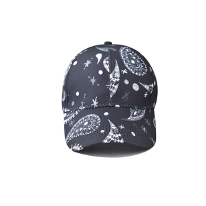 Navy blue paisley baseball cap with celestial star and moon patterns for outdoor style