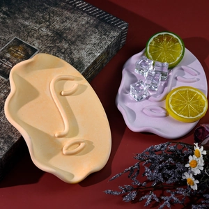 Stampi in silicone artistici a forma di viso per vassoi in resina fai-da-te arancio e lilla