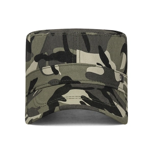 Classic cotton camouflage cadet cap with metal square badge for outdoor sun protection