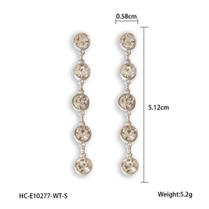 Detailed size specifications of 18K gold stainless steel crystal tassel earrings
