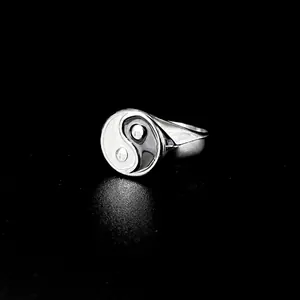 Vintage Yin Yang Tai Chi Stainless Steel Signet Ring For Men Women Fashion Geometric Balance Symbol Jewelry Gift
