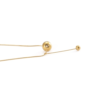 Elegant gold stainless steel necklace with hollow ball pendant and tassel ball design