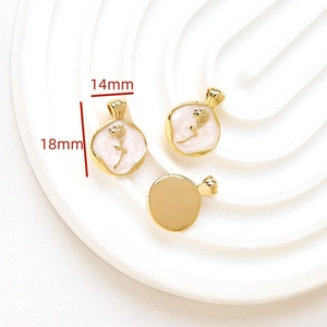 Detail view of gold-plated rose flower pendant with dimensions 18mm by 14mm