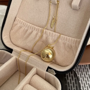 Minimalist 925 sterling silver gold-plated ball pendant necklace with engraved lettering
