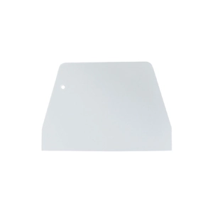 White trapezoid plastic dough scraper with hanging hole for baking and home DIY tasks