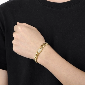 Collana hip-hop da uomo placcata in oro con chiusura in cristallo CNC e doppia trama