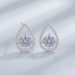 Elegant S925 sterling silver water drop earrings featuring sparkling round zircons