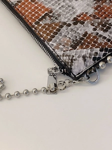 Snake pattern patchwork envelope bag with stylish silver ball chain strap for women