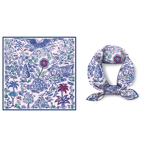 Women Artistic Oil Painting Print Square Scarf Vintage Floral Pattern Polyester Satin Neck Scarf Sweet Head Scarf For Hair Bags