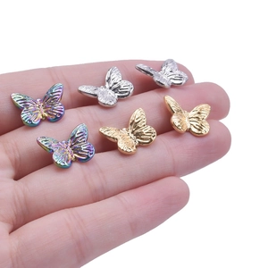 Set di ciondoli a farfalla in acciaio inossidabile 304 nei colori arcobaleno, oro e argento