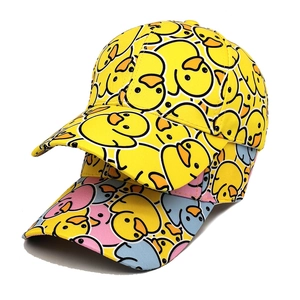Cartoon Duck Print Baseball Cap Adjustable Polyester Curved Brim Sun Protection Outdoor Casual Hat For Men Women