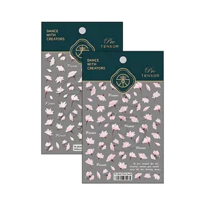 5D stereoscopic floral nail art stickers with pink flower relief and adhesive backing