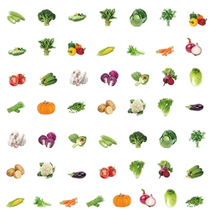 Detailed collection of waterproof watercolor vegetable stickers including tomato and corn