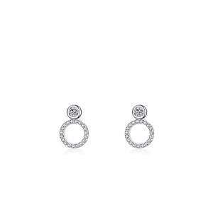 Elegant S925 sterling silver double hoop earrings with sparkling zircon crystals