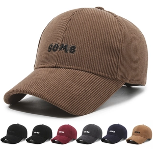 Corduroy Baseball Cap Letter Embroidery Adjustable Retro Style Outdoor Sun Hat For Casual Wear Men Women