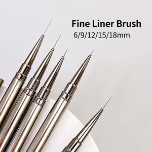 Professional Nail Art Liner Brushes Metal Handle Fine Detail Painting Drawing Pen For DIY Manicure Salon Tools