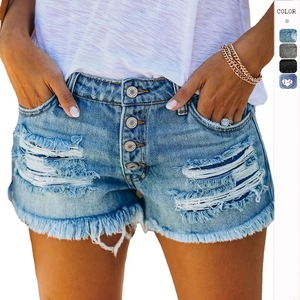 Pantaloncini Di Jeans In Poliestere E Cotone Da Donna Con Dettagli Consumati Streetwear Retro Hot Pants