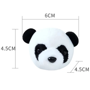 Detailed view showing dimensions of panda plush accessory for bike and motorcycle handles