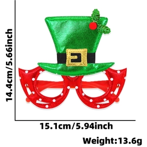 Gafas de fiesta de Navidad con diseño de elfo y dimensiones en rojo y verde brillante