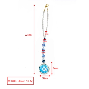 Blue Evil Eye heart pendant hanging ornament with crystal beads and metal clasp details