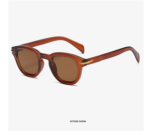 Detail view of tortoiseshell sunglasses with golden metal arrow hinges at 45 degree angle