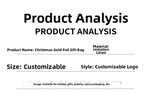 Detailed product specifications for customizable Christmas burlap gift bags with foil logo