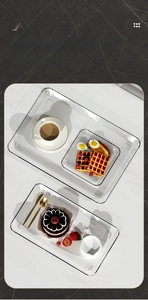 Set of two thick transparent acrylic trays showing large and medium sizes for home serving