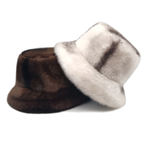 Women Bucket Hat Faux Fur Winter Warm Thick Plush Cozy Outdoor Windproof Soft Cap Elegant Fashionable Headwear