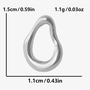 Detailed view of silver irregular 304 stainless steel pendant with dimensions and weight