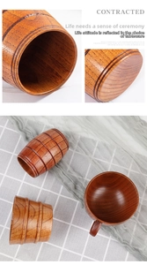 Detailed view of natural jujube wood cups showing deep grain and smooth polished textures
