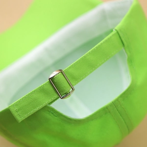 Neon green baseball cap with adjustable silver metal buckle and cotton canvas strap