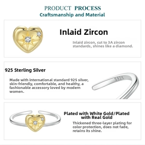 Macro detail of S925 sterling silver stamp and 3A grade star-cut heart zircon inlay