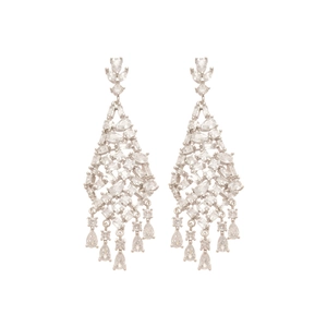 Boucles d'oreilles pendantes en argent avec zircons brillants de style palais de luxe