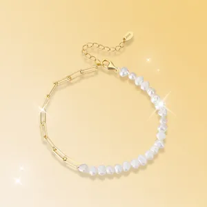 Bracciale Con Süßwasserperle In Argento Sterling 925 Per Donna Süßwasserperle Barocche Naturali Acqua Dolce Catena Graffetta Regolabile