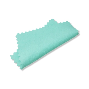 Mint green silver polishing cloth 8x8cm with zigzag edges for jewelry maintenance