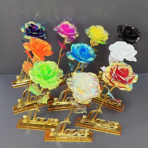 Colorful foil roses with gold LOVE base for Valentine's Day or Mother's Day gift decoration