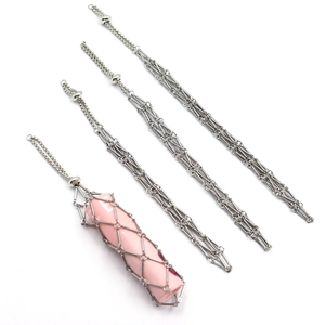 Silver metal mesh bag charm set for lipstick holder and decorative accessory bag chain
