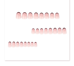 Detail of 24pcs press-on nails featuring French oval tips in deep burgundy red finish