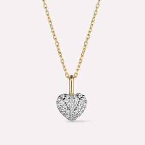 Elegant gold-plated heart pendant necklace featuring pavé-set crystals on a minimalist chain